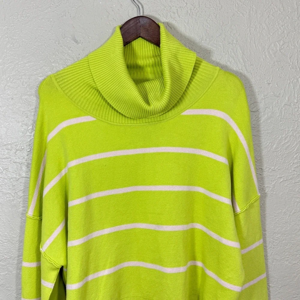 Free People Paulie Sweater Small Lemonade Stripe Turtleneck Cropped OB1751762 - Picture 2 of 8